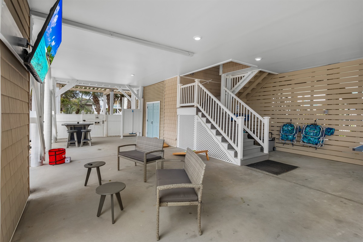 enjoy a movie outside at the outdoor entertainment area