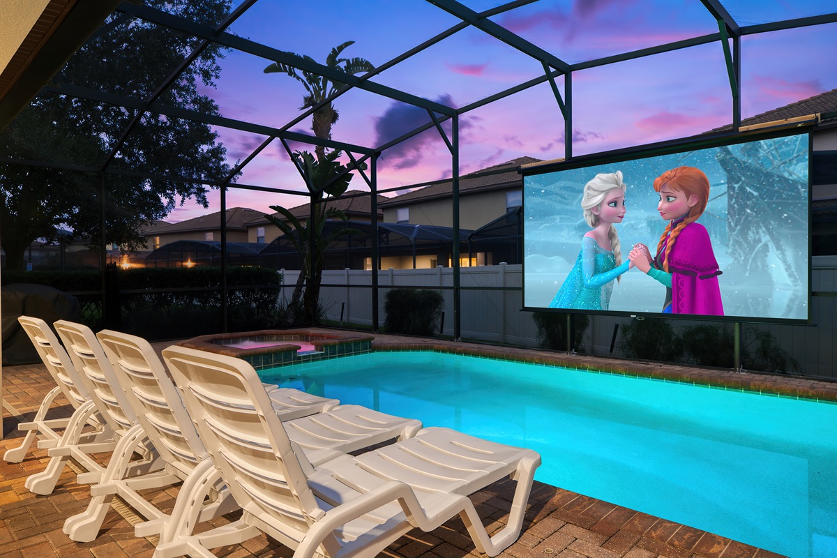 Watch a movie in the pool