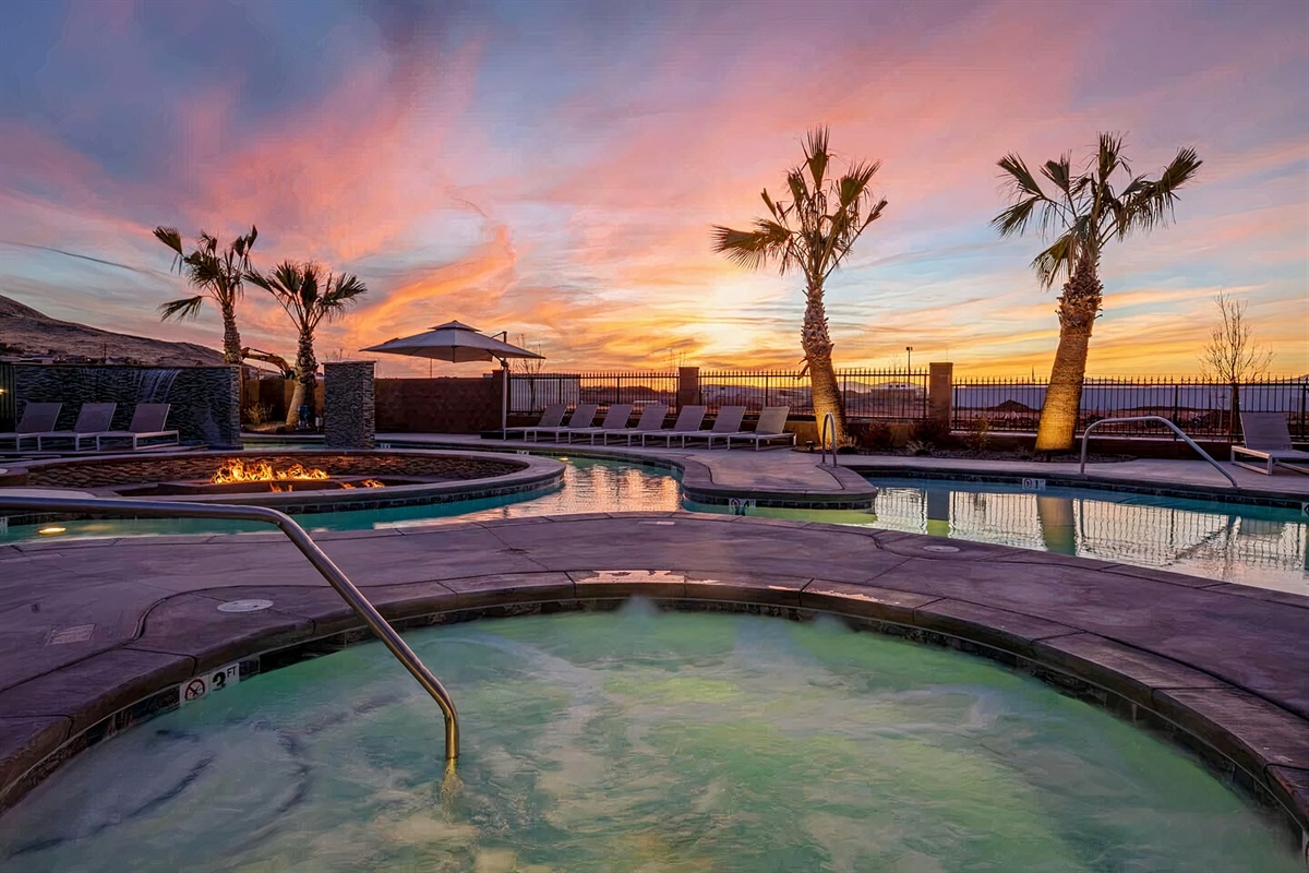 Sunset soak in the spa