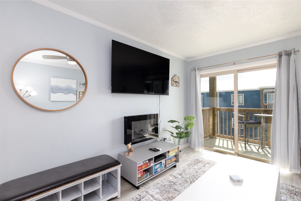 Living area equipped for entertainment and relaxation!