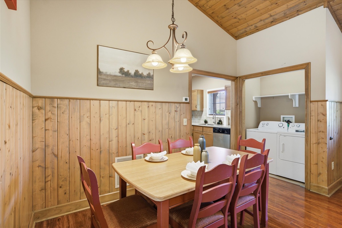 Set the table and gather in Unit 322’s dining area for six, whether you’re starting the day with coffee or sitting down for a full meal.