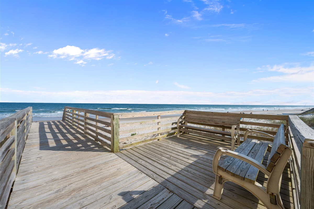 Private beach access deck with seating&mdash;perfect for soaking in ocean views