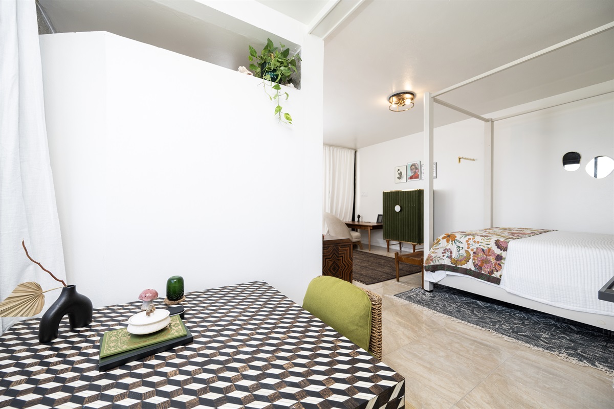 Gather around in this cozy, zashiki-style dining area.
