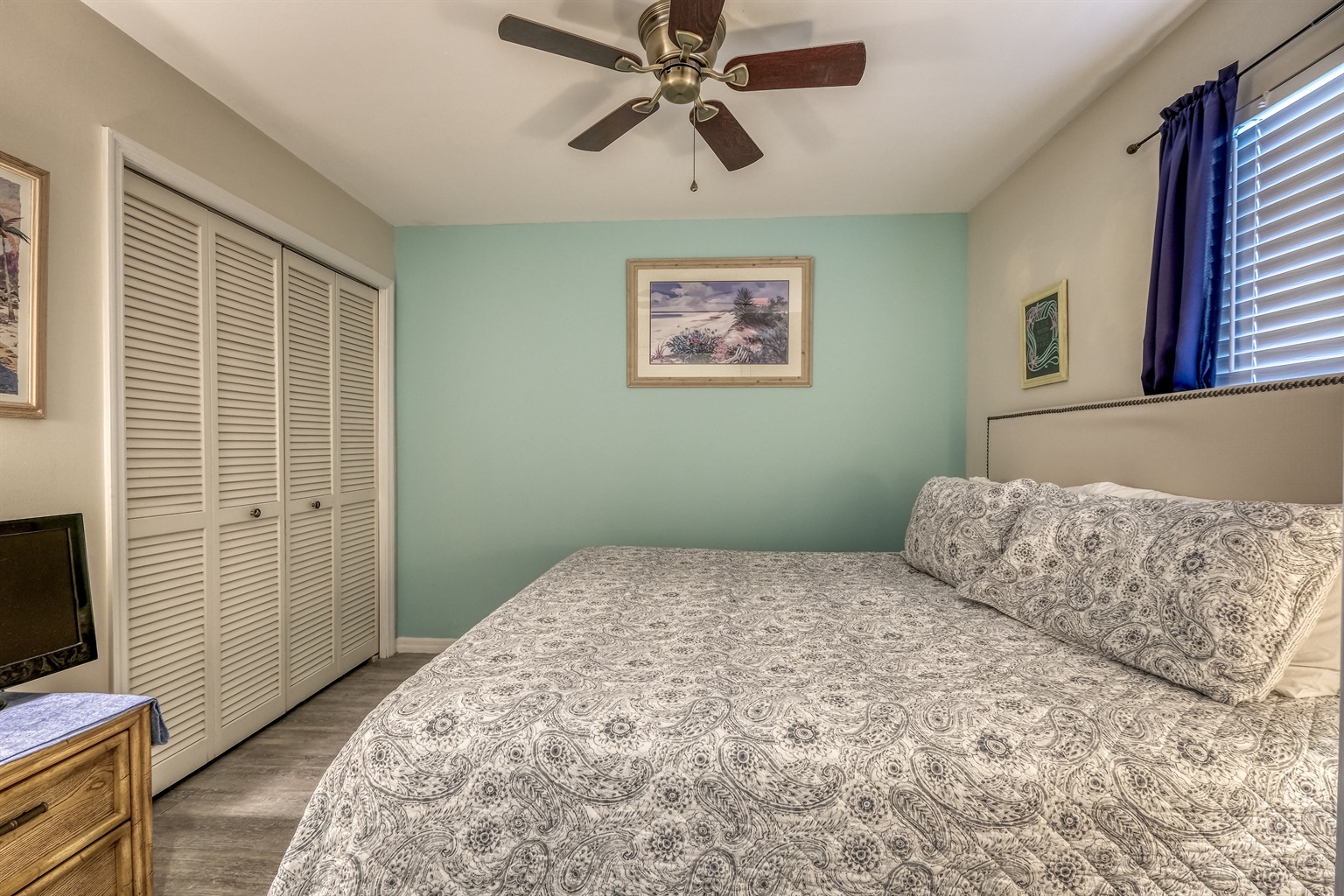 Master bedroom has a HD TV with Dish Network