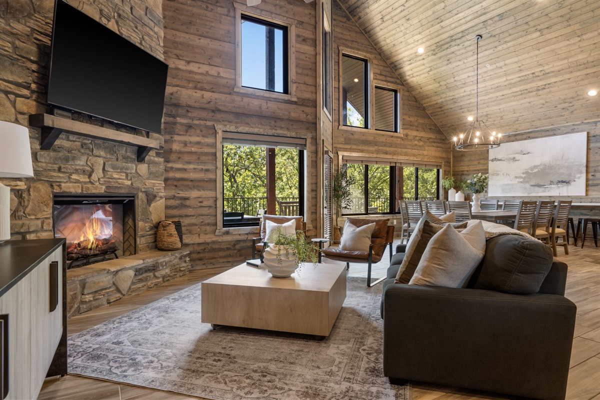 Main living room w/ electric fireplace!