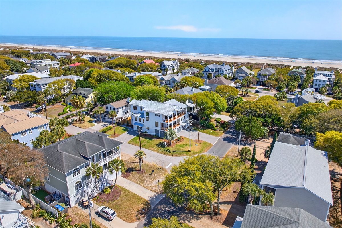 Aerial View of House | On Beach Time | 6 30th Ave, Isle of Palms, SC | IOP Escapes