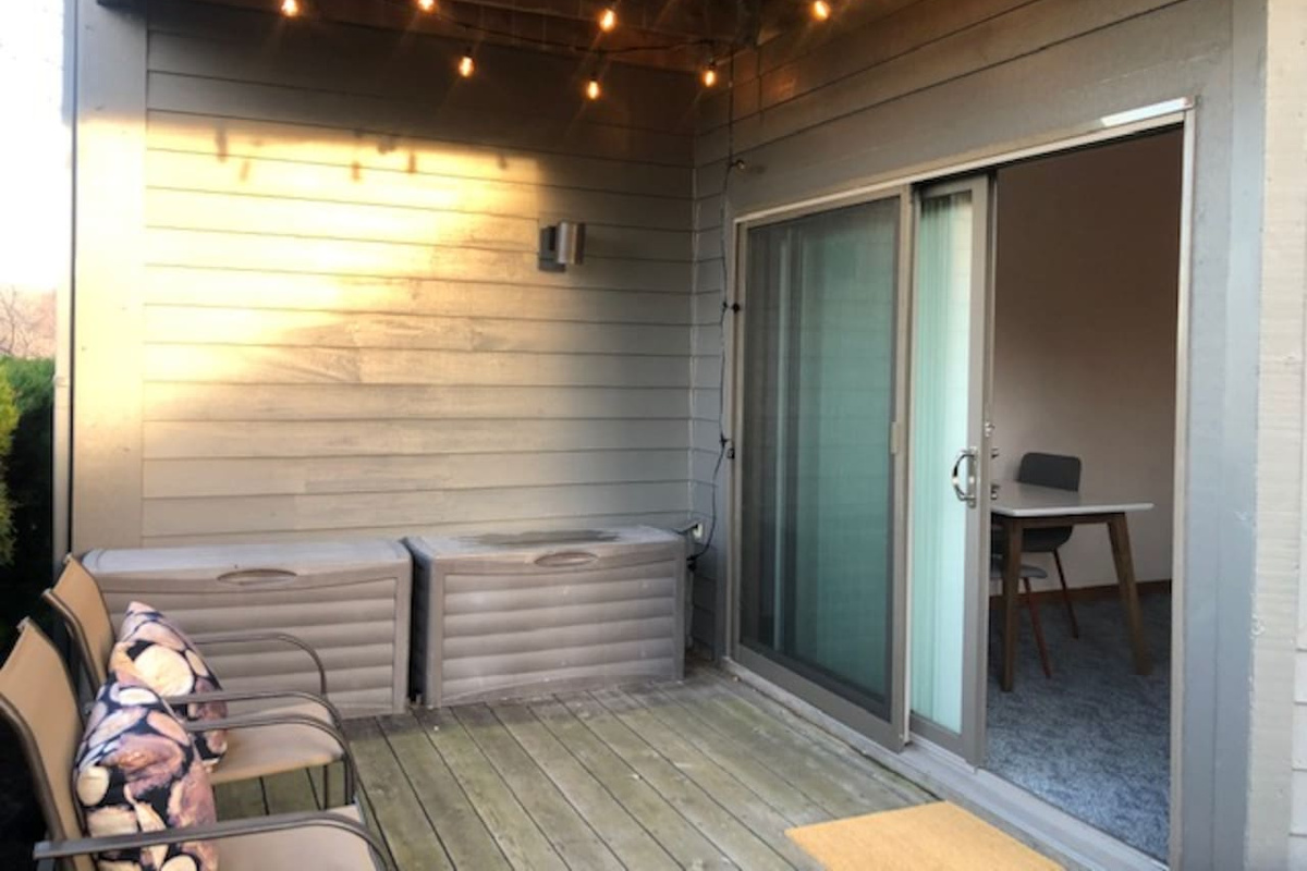 Private patio with lights