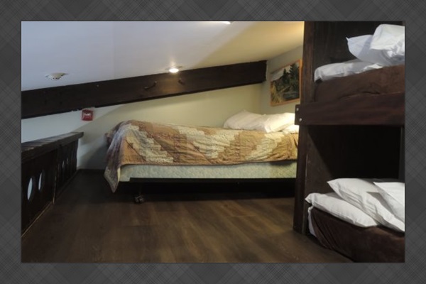 Loft area: Full-size bed.