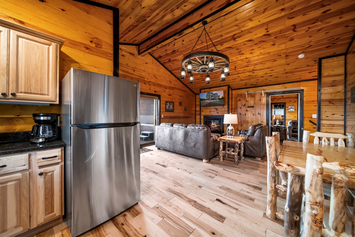 Nothing has been overlooked in the decorating and design of this cabin. Everything is real and every door and window has a mountain top view.