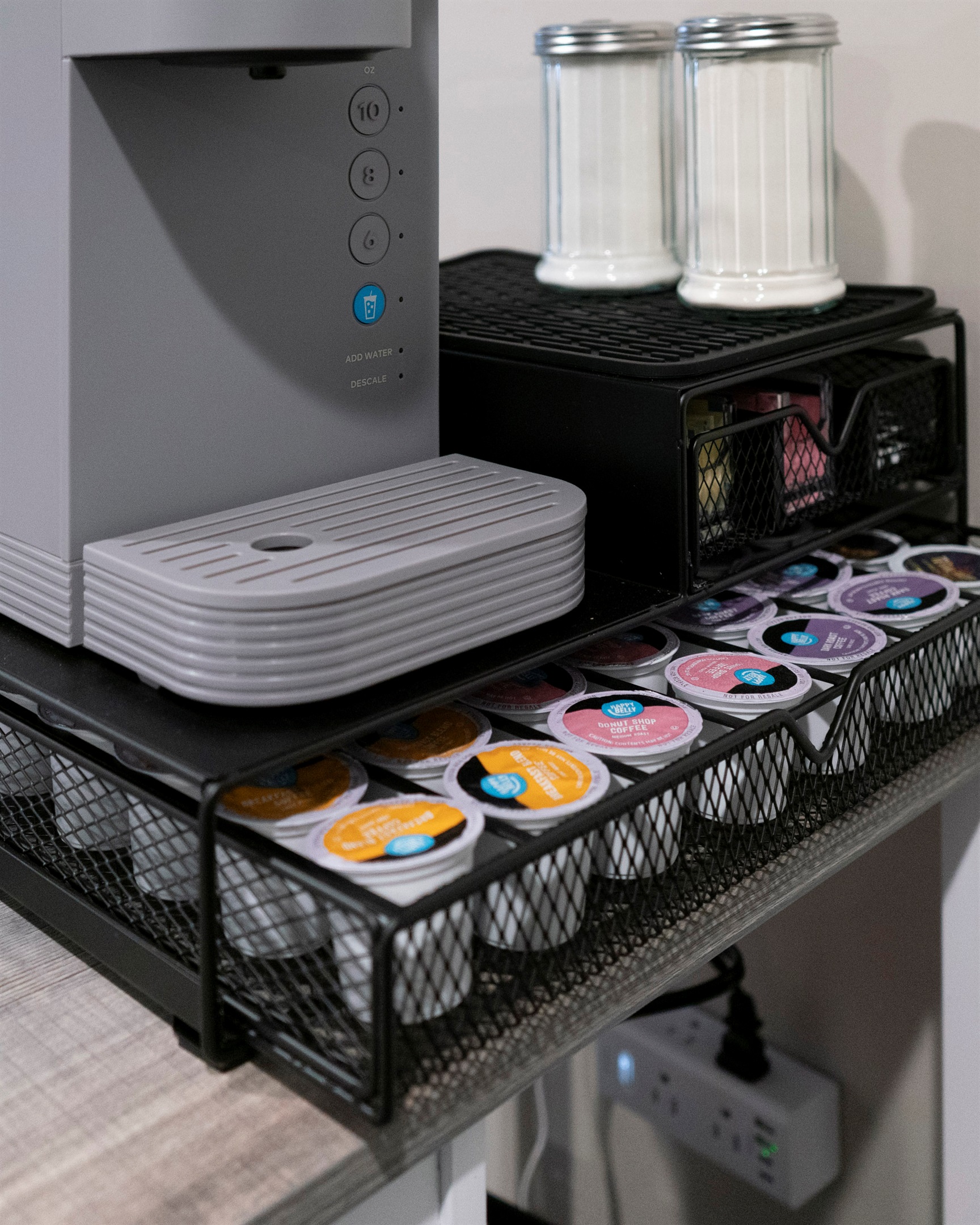 Coffee bar with Keurig coffee pods supplied