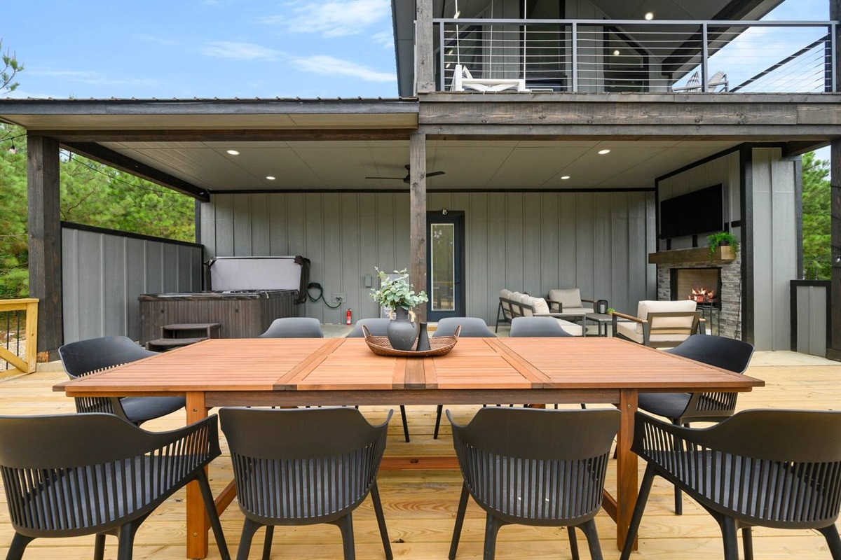 Outdoor table with seating for 10