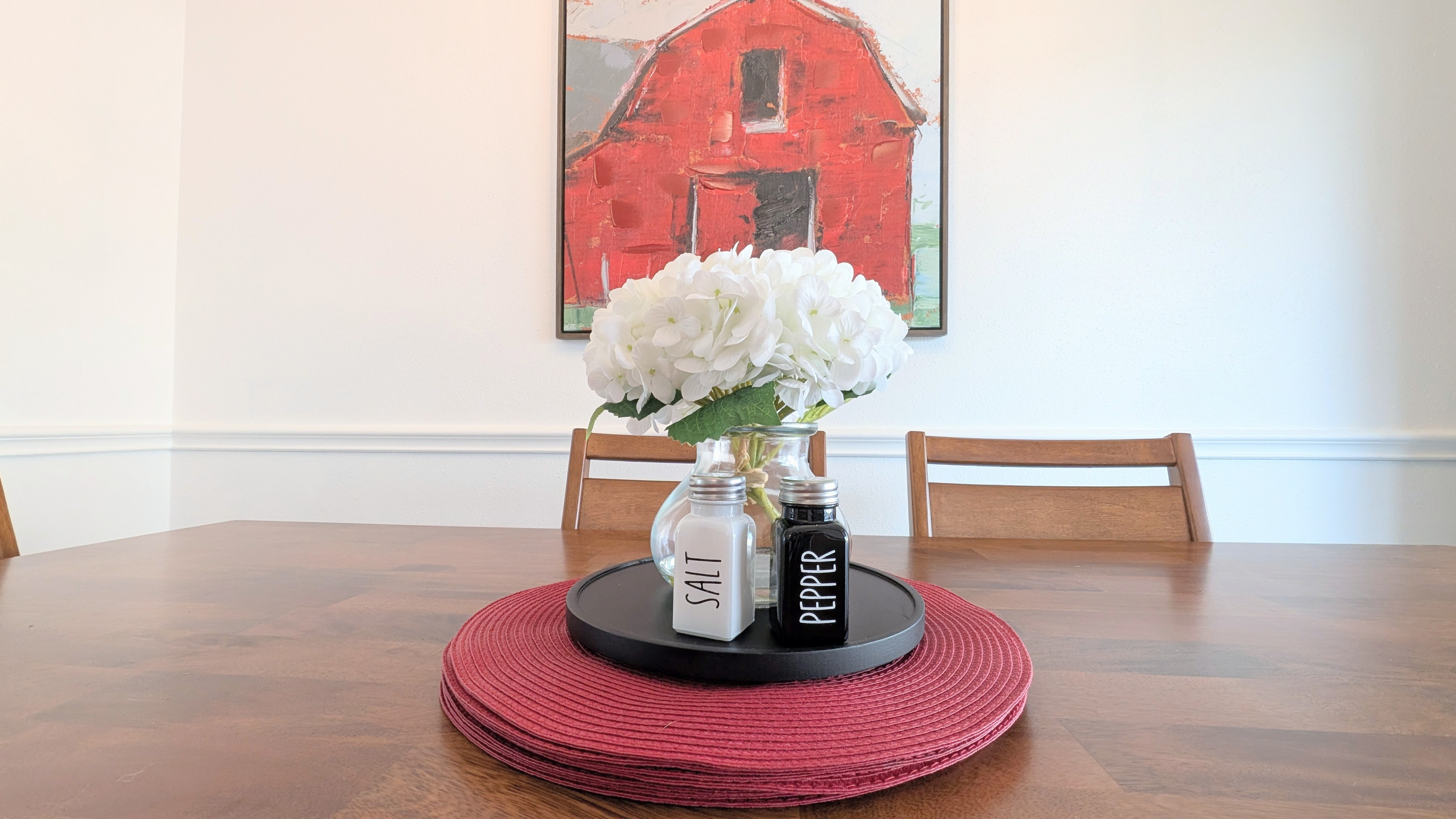 Placemats and salt & pepper are in easy reach. 