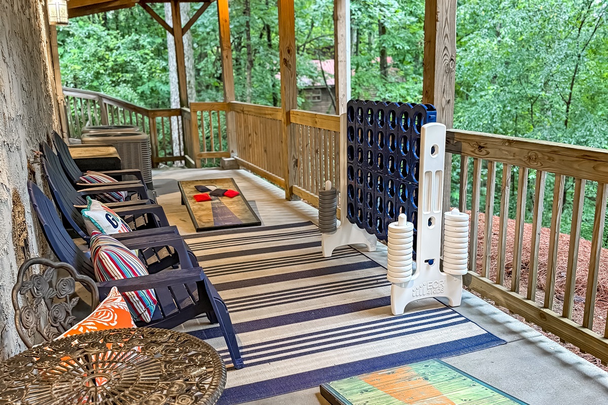 Enjoy a game of giant connect 4 and corn hole, or just sit back in the chairs and relax.