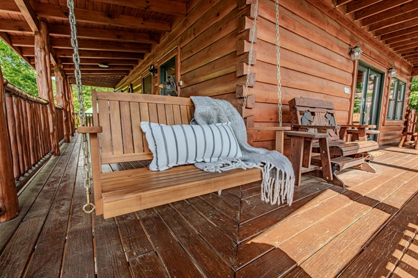 The porch swing is everyone’s favorite spot