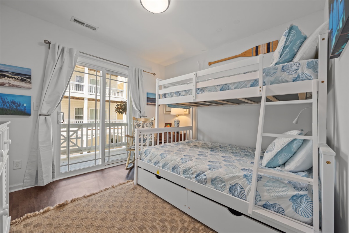 Twin-size bunk beds in kid's bedroom