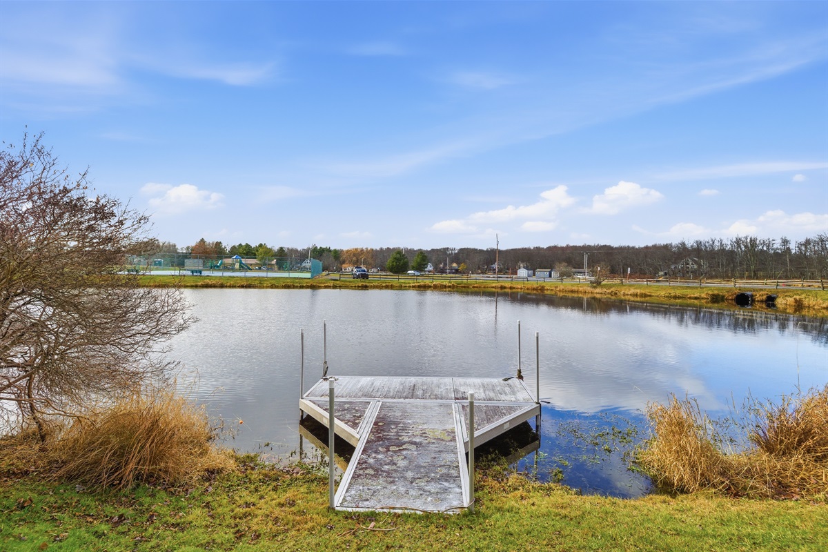 Dock in out backyard. You can fish, or launch boat or kayak