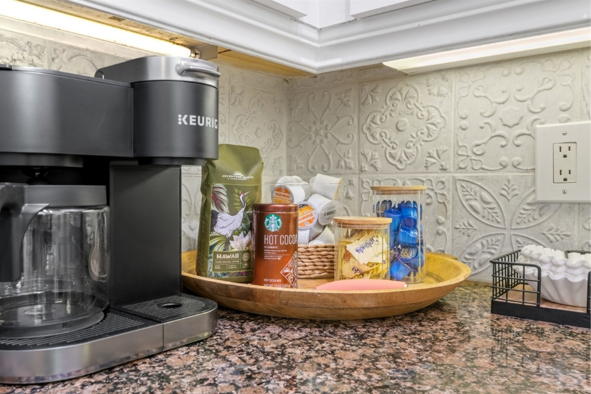 Your morning coffee bar is stocked and ready before you are.