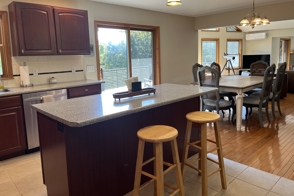 Kitchen into dining area