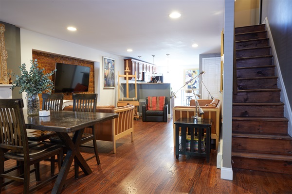 Ground floor dining, living and kitchen area