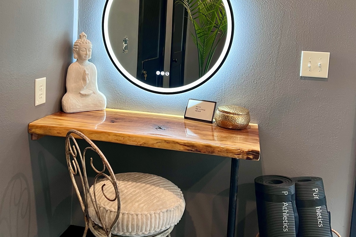 Make up vanity in spa room.