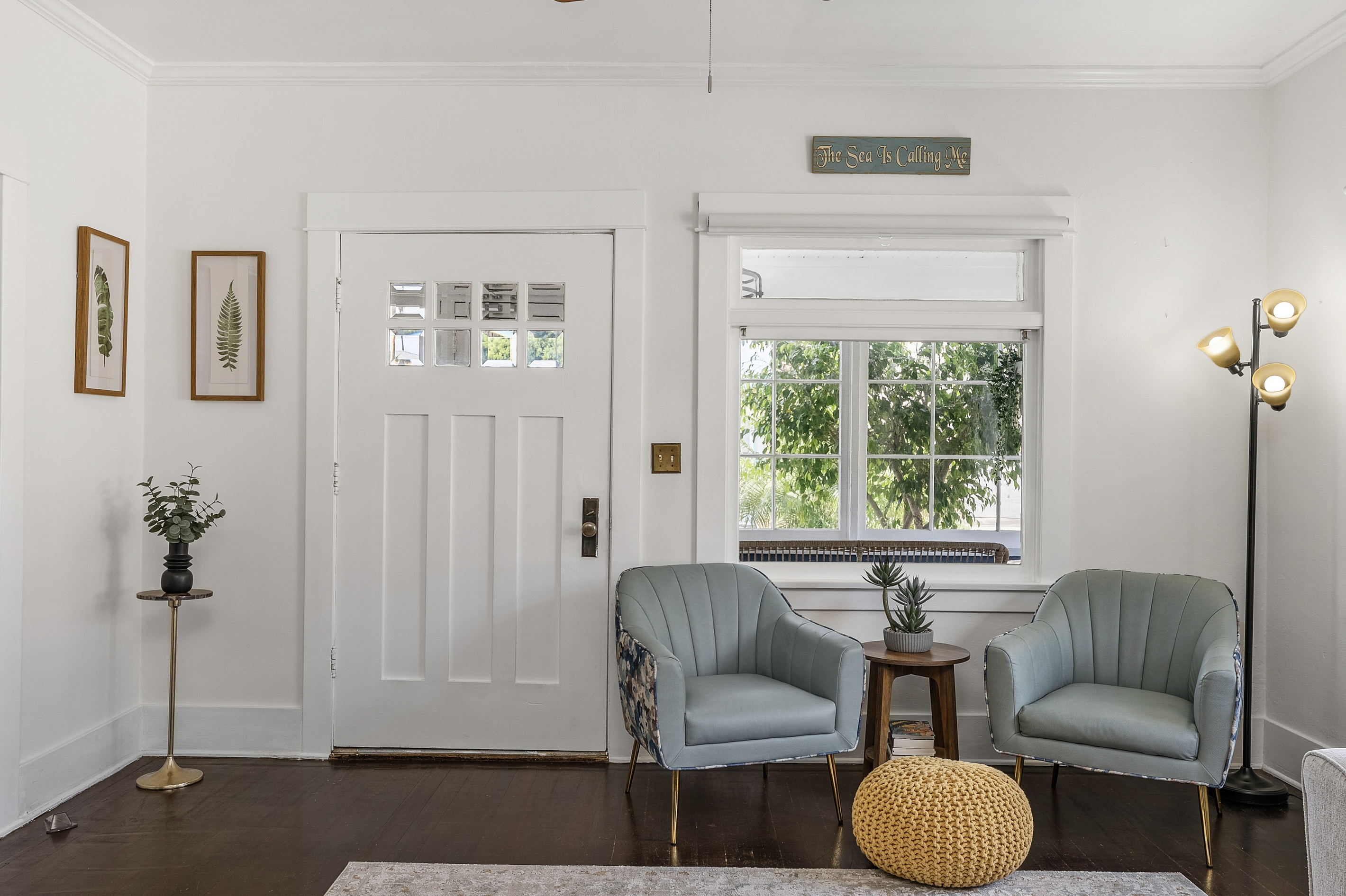 Cozy seating area with classic bungalow charm.