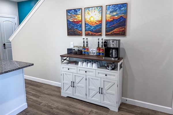 Full coffee bar with plenty of additional storage space
