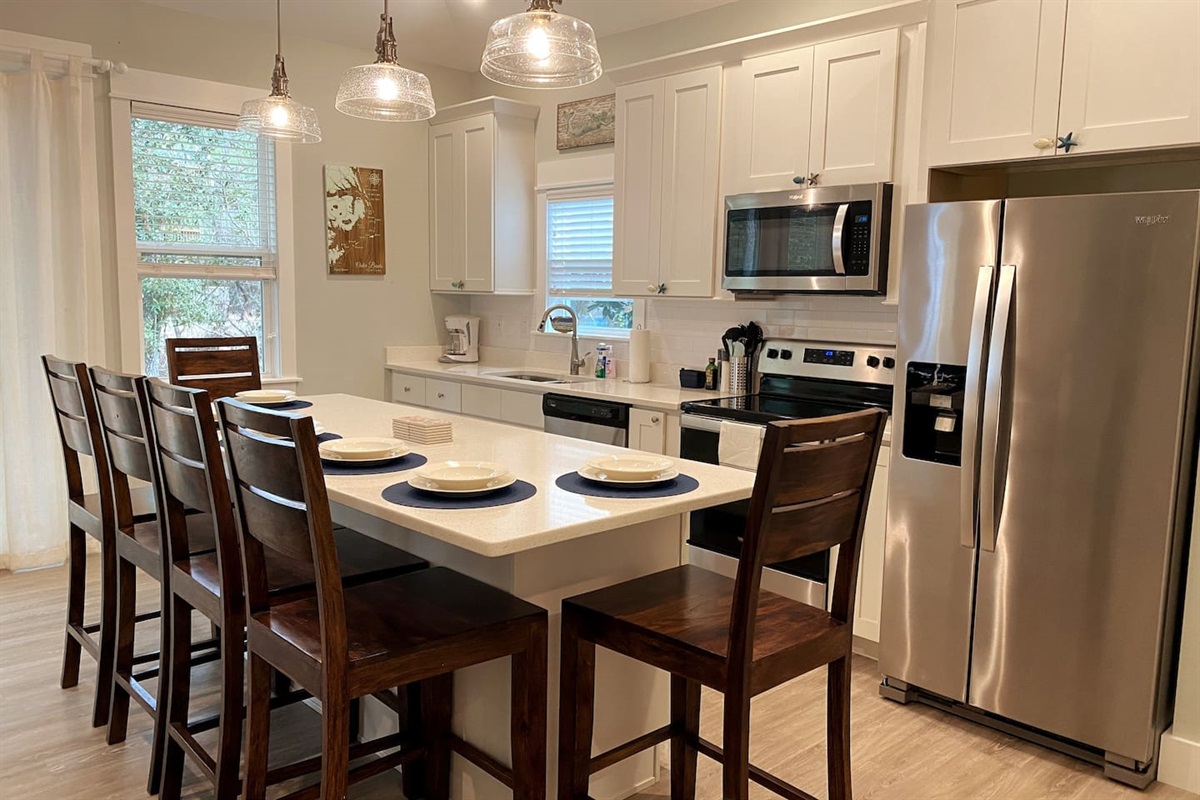 Bright expansive kitchen/dining space