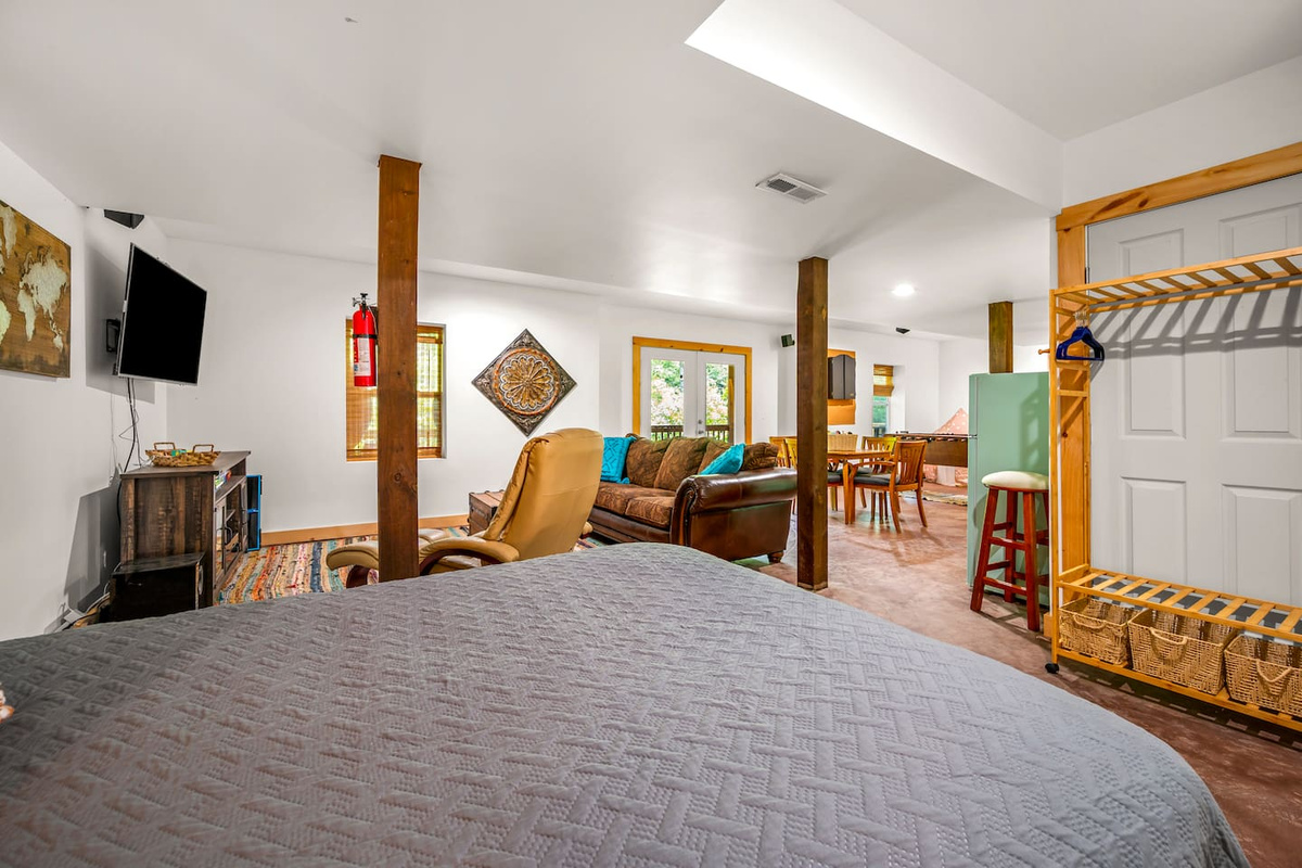 Bedroom #4 located on the lower level of the cabin -- full open area concept