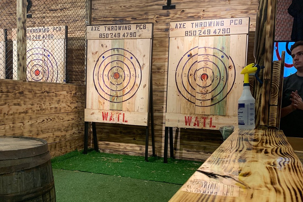 Axe throwing in Panama City Beach. Local-area attraction or activity; off-property and not included with your stay.