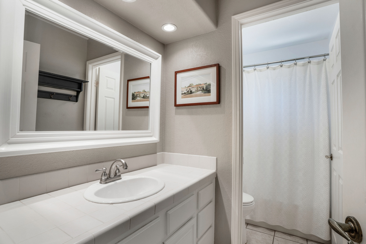 Upstairs Bathroom with Dedicated Makeup Area & Private Shower/Toilet Room