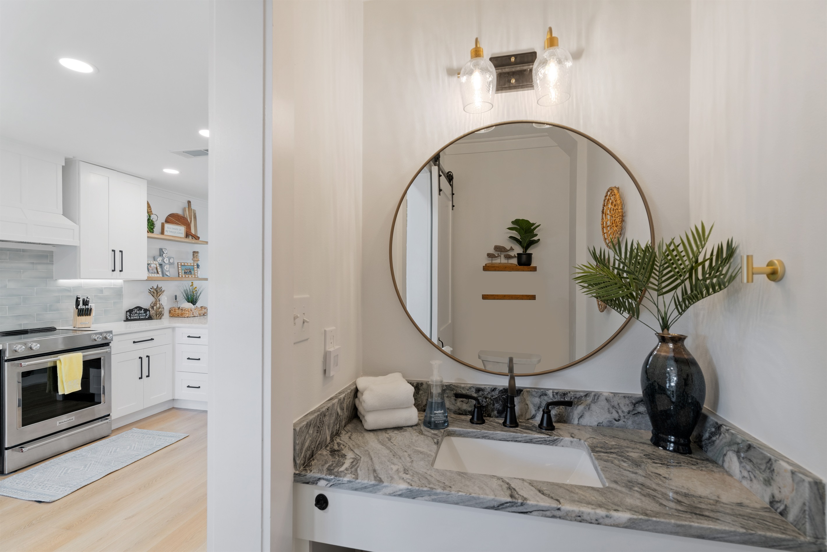 half bath on main level by kitchen