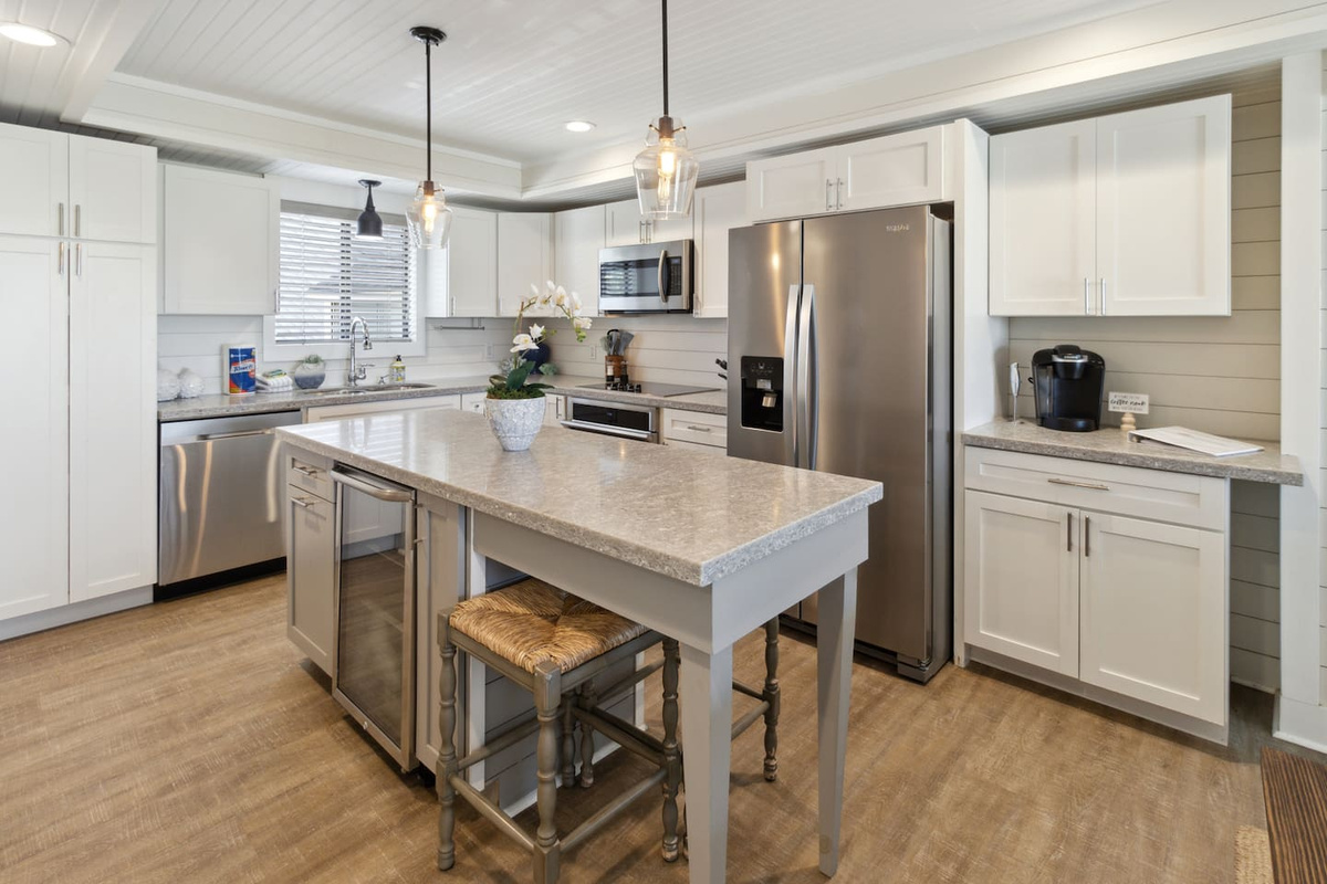  Fully stocked and upgraded &mdash; French door refrigerator, stainless appliances, and the most kitchen storage in the collection.