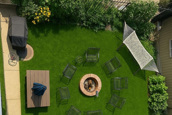 Backyard fire pit area ideal for evening gatherings.