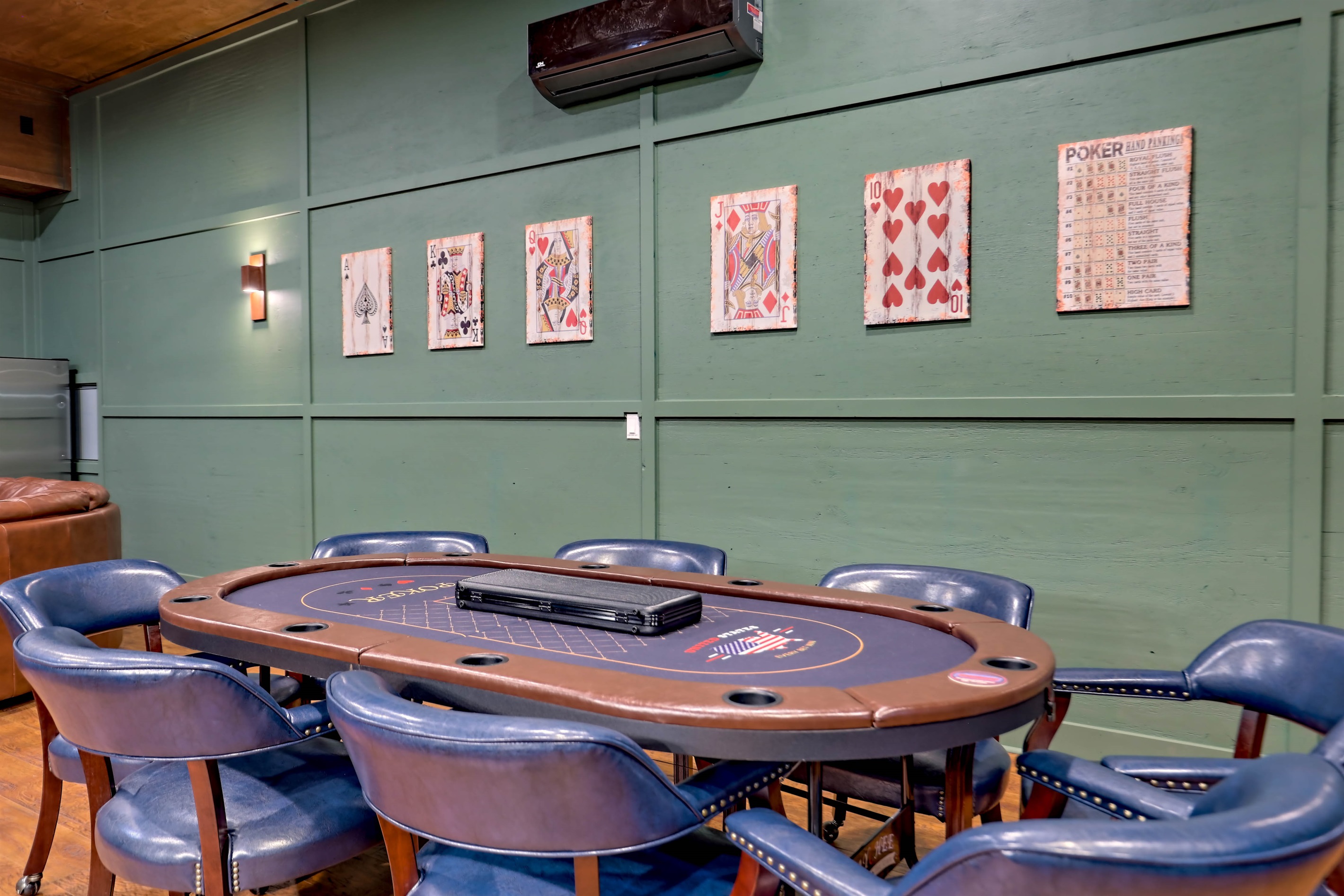 Enjoy poker nights with comfortable seating for the whole group.