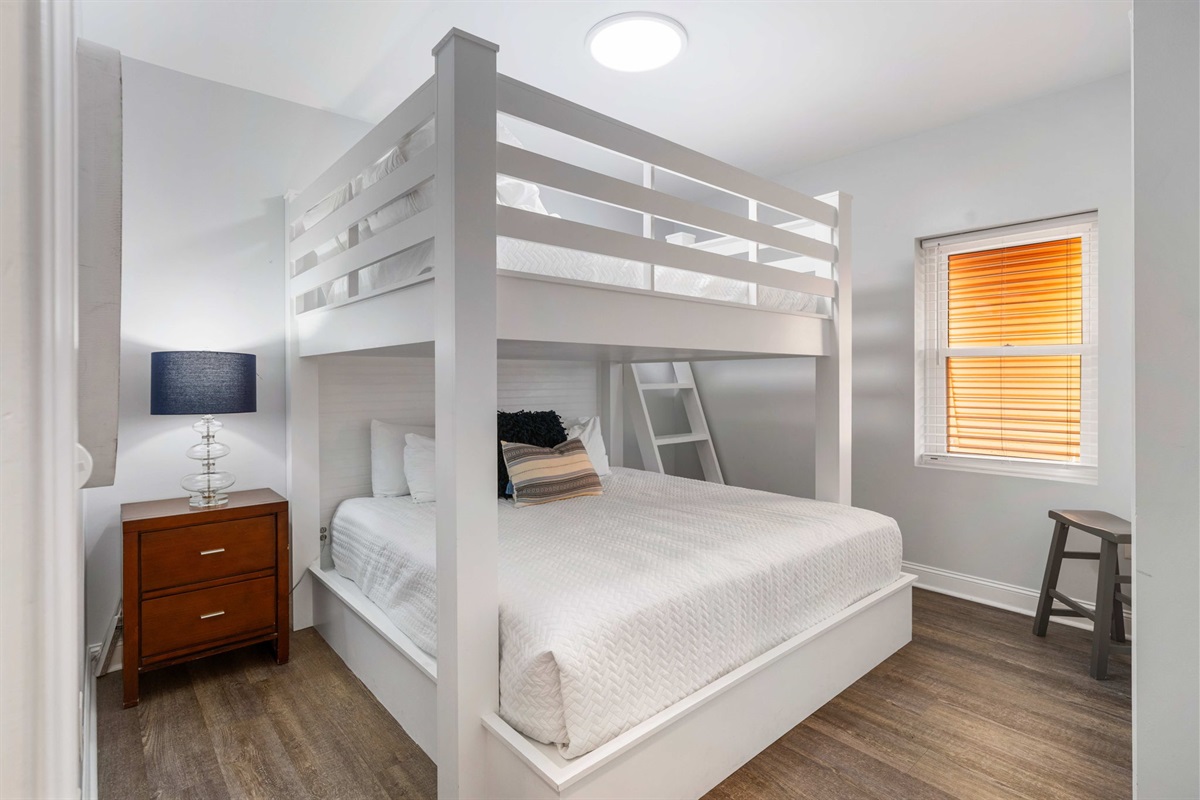 Bedroom 3: Bunk Room, queen over king, shares jack n jill bath | Beach Breeze | Oceanview 202 | 1116 Ocean Blvd, Isle of Palms, SC | IOP Escapes