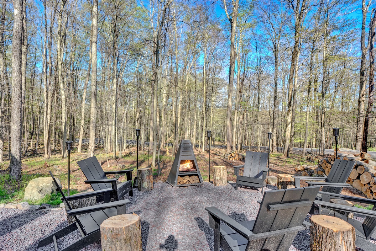 “Evenings by the fire — laughter, stories, and the scent of s’mores.”