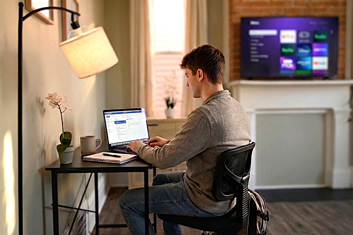 Need to get some work done? This dedicated workspace with high-speed internet, desk, and comfortable office chair.