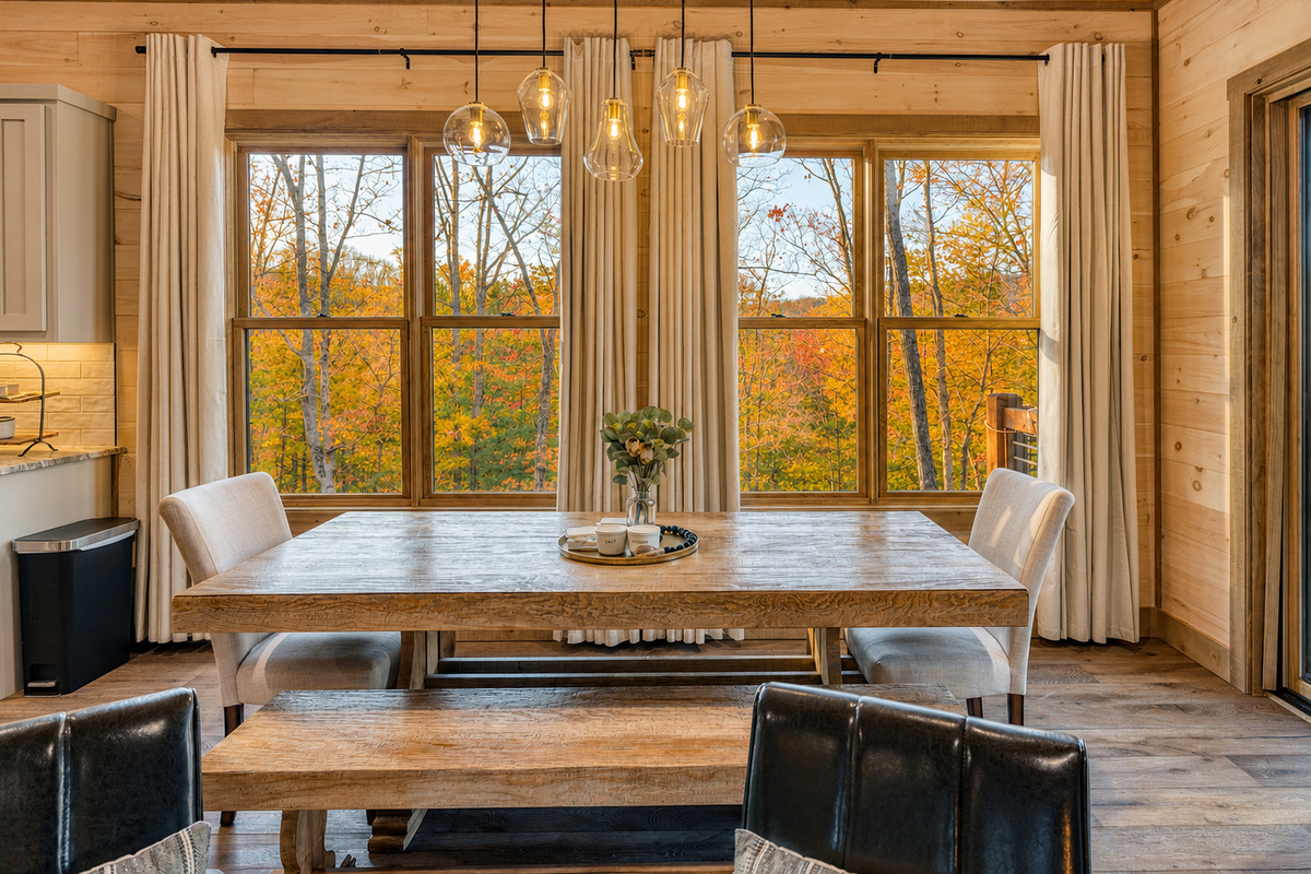 Dining area- seats up to 10, with 5 additional seats at island