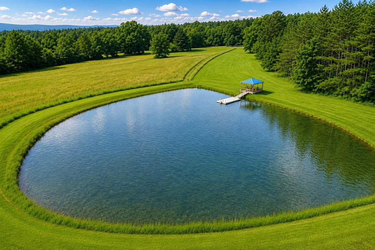 Tranquil waterside retreat featuring a dock and gazebo—ideal for morning coffee, sunset views, or lakeside gatherings.
