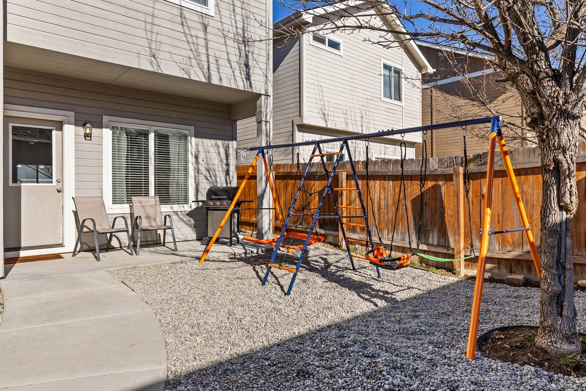 Everyone will clamor to hang out in the back yard with loungers, BBQ and a unique playlet.