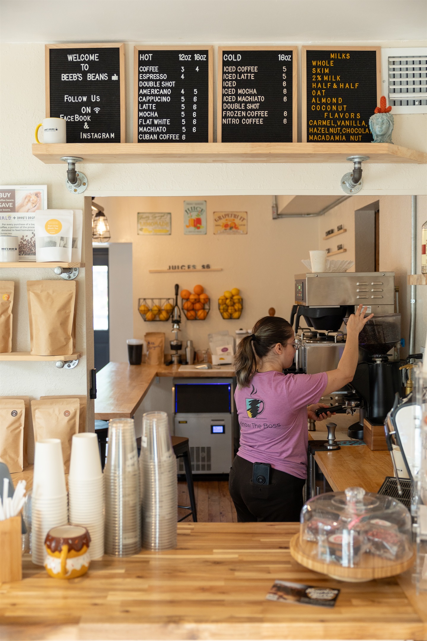 Beeps Beans local coffee & juice shop. Let them know you are with Sacred Sebastian and receive 10% off your cup.