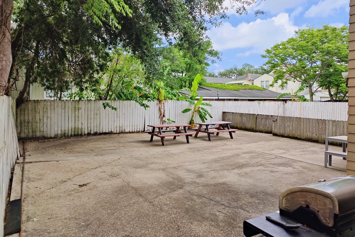Rear courtyard shared with upstairs unit.