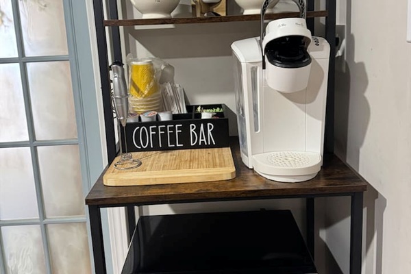Enjoy a cup of coffee with all the fixins!