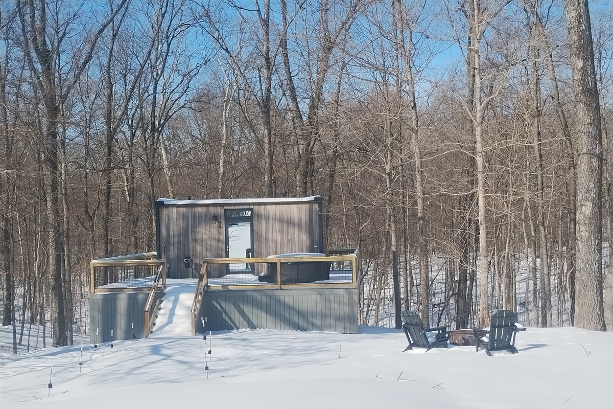 View of cabin during winter