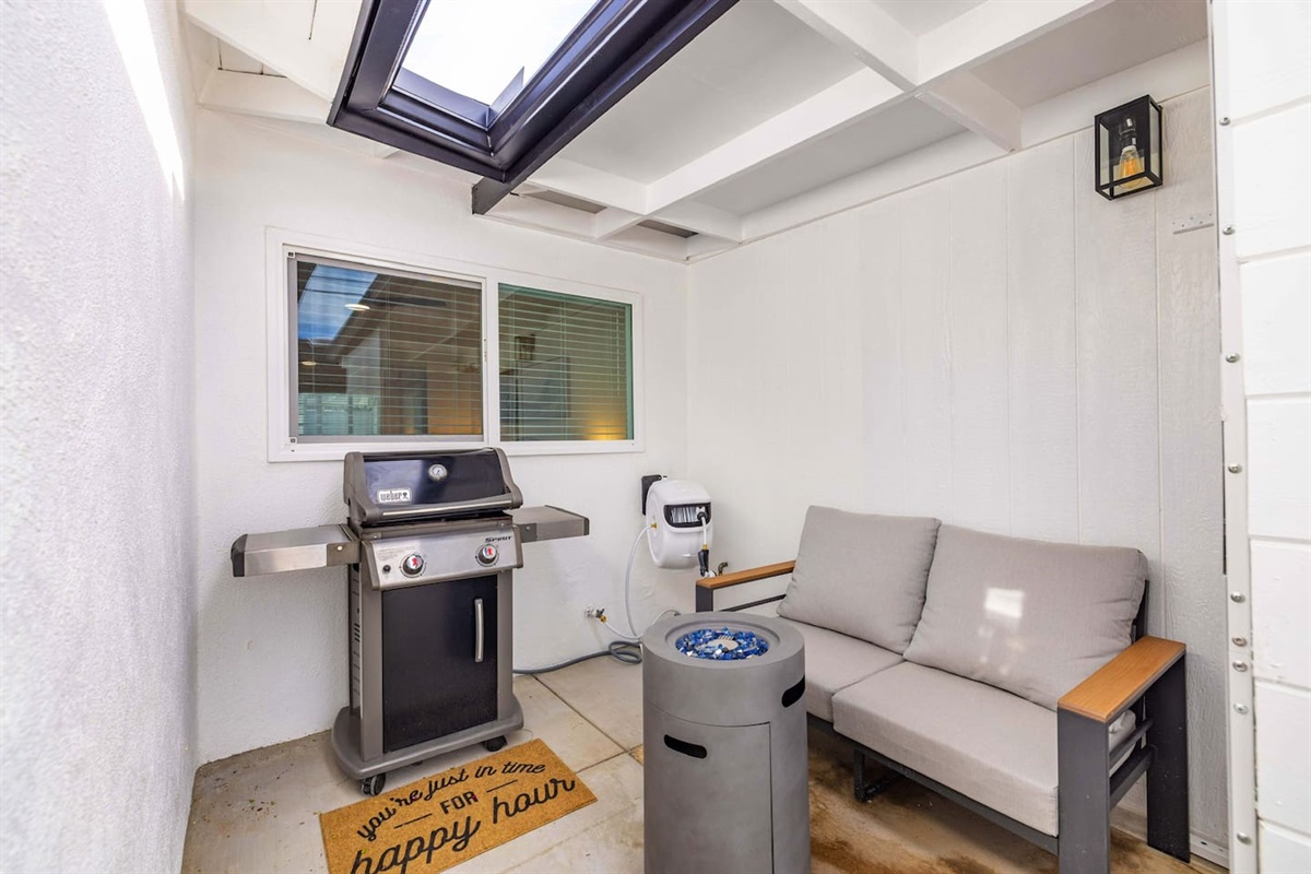 Back Patio Outside of Master Bedroom. Bbq, Fire Column and Seating