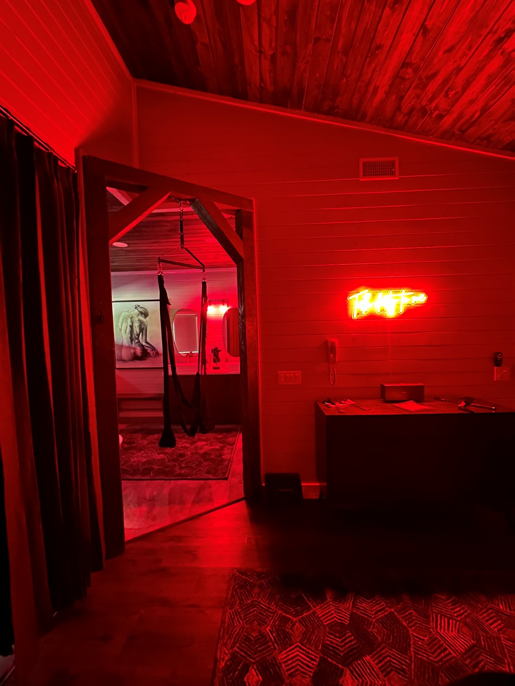 Behind the doors of the Spice Room, you will find an inviting space to relax and enjoy time with your favorite person. Think erotic and playful.