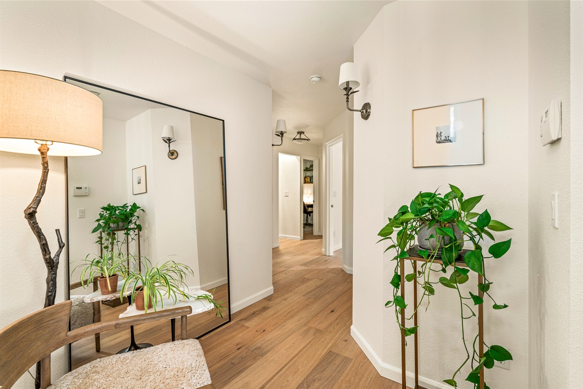 Primary suite is privately tucked away.