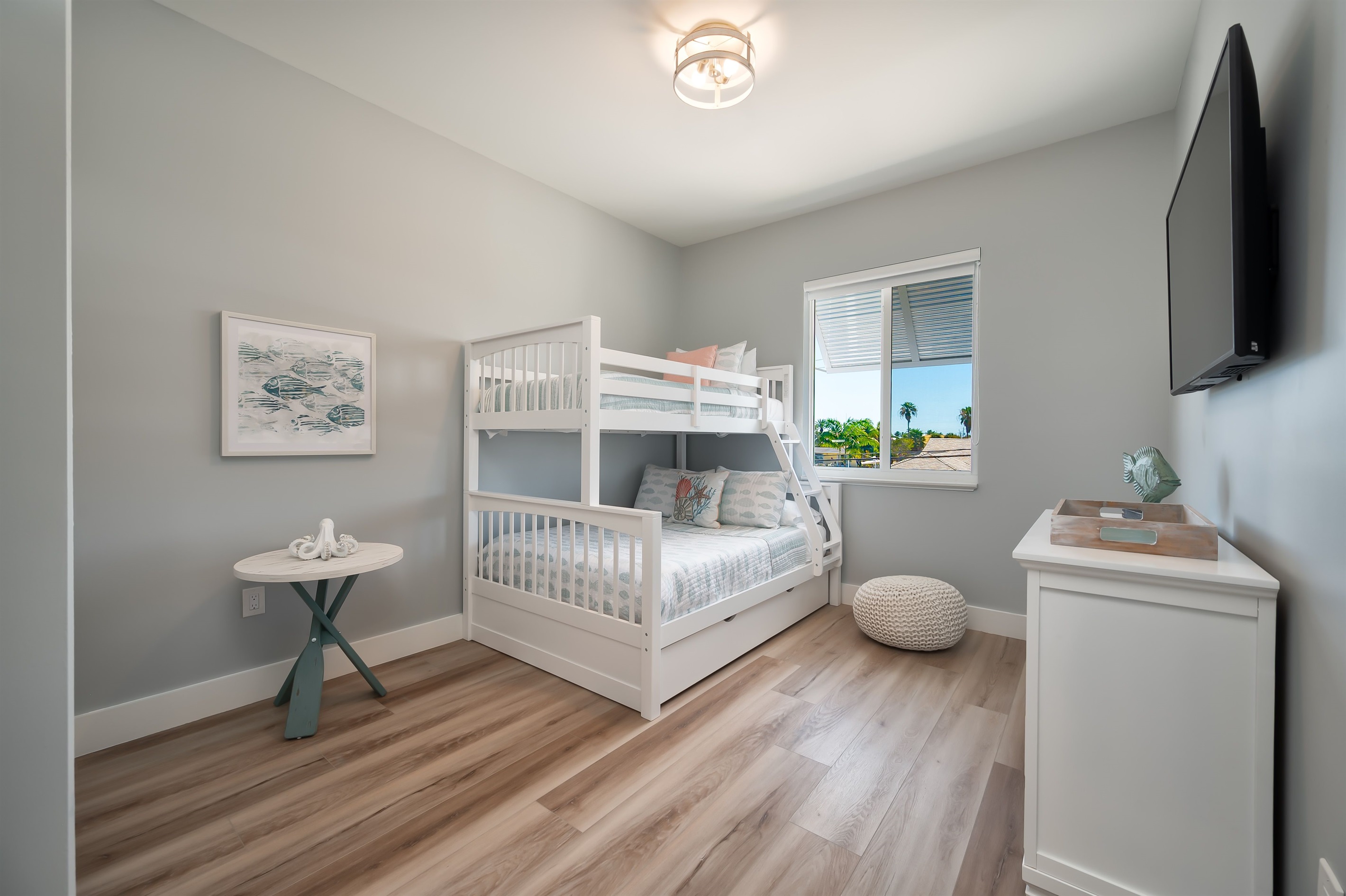 Upstairs bunk beds with trundle