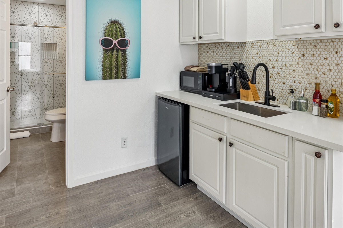Modern kitchenette with essentials for light meals