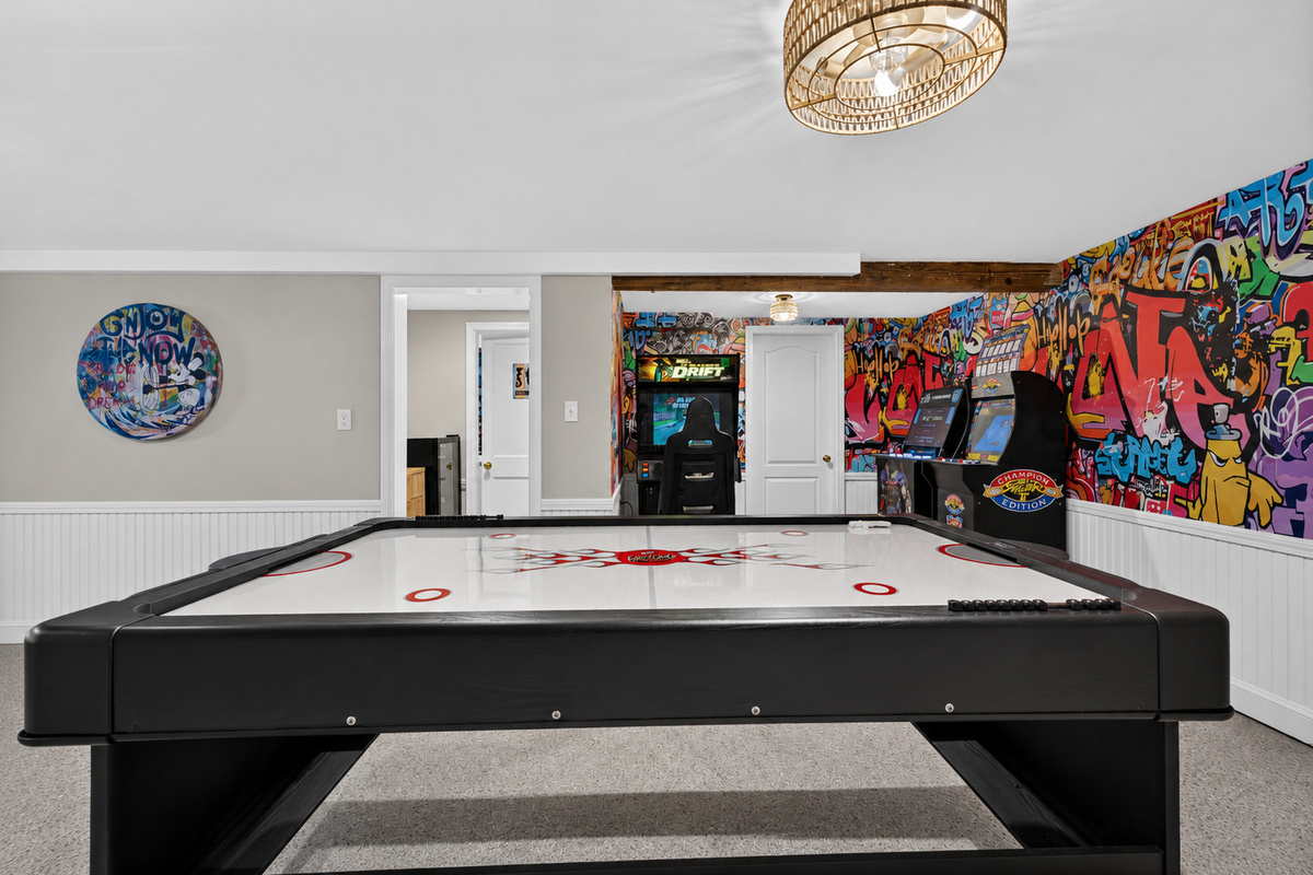 Gather around the air hockey table for fast-paced fun with family and friends.